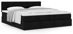 VidaXL Οθωμανικό Κρεβάτι με Στρώματα Μαύρο 200x200cm Ύφασμα