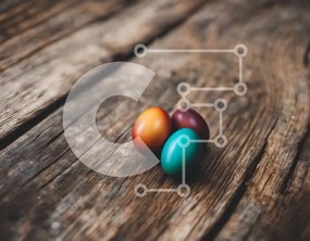 Intra Συλλεκτικό Ξύλινο Παζλ Plywood 4mm - Πολύχρωμα Πασχαλινά αυγά σε ξύλινη επιφάνεια Σε Ξύλινο Κουτί - Διαστάσεις Puzzle: 10x10 cm – 25 κομμάτια