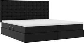 vidaXL Κρεβάτι Αποθήκης με στρώμα Μαύρο 200 x 200 cm Τεχνητό Δέρμα