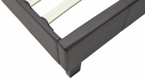Κρεβάτι Nevil pakoworld μονό 100x200 PU σκούρο καφέ ματ με ανατομικές τάβλες