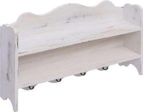 vidaXL Κρεμάστρα Τοίχου Λευκή 50 x 10 x 30 εκ. Ξύλινη