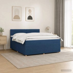 vidaXL Κρεβάτι box spring με στρώμα Μπλε 140 x 190 cm Ύφασμα