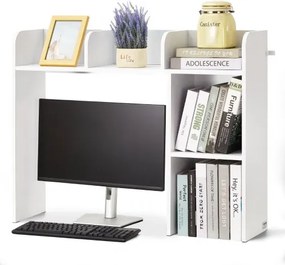 VEVOR Desktop Bookshelf White Desktop Storage Organizer 2-Tier for Office &amp; Home