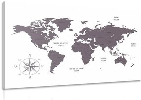 Εικόνα αξιοπρεπούς χάρτη του κόσμου σε καφέ σχέδιο - 120x80