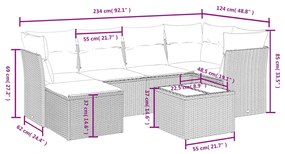 vidaXL Καναπές Σετ 7 Τεμαχίων Μαύρο Συνθετικό Ρατάν με Μαξιλάρια