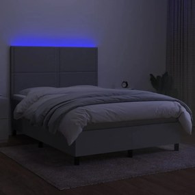 ΚΡΕΒΑΤΙ BOXSPRING ΜΕ ΣΤΡΩΜΑ &amp; LED ΑΝ.ΓΚΡΙ 140X190ΕΚ. ΥΦΑΣΜΑΤΙΝΟ 3134789