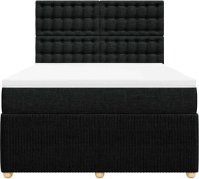 vidaXL Κρεβάτι Boxspring με Στρώμα Μαύρο 140x200 εκ. Υφασμάτινο