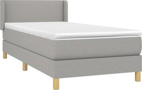 vidaXL Κρεβάτι Boxspring με Στρώμα Ανοιχτό Γκρι 90x190 εκ. Υφασμάτινο