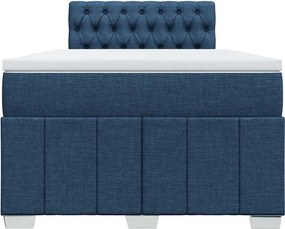 vidaXL Κρεβάτι Boxspring με Στρώμα Μπλε 120x200 εκ. Υφασμάτινο