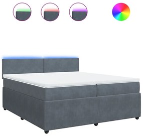 vidaXL Κρεβάτι Boxspring με Στρώμα Σκούρο Γκρι 200x200 εκ. Βελούδινο