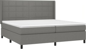 vidaXL Κρεβάτι Boxspring με Στρώμα Σκούρο Γκρι 200x200 εκ. Υφασμάτινο