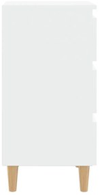Κομοδίνο Λευκό 40 x 35 x 69 εκ. με Μασίφ Ξύλινα Πόδια - Λευκό
