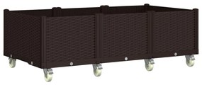 vidaXL Ζαρντινιέρα Κήπου με Ροδάκια Καφέ 150x80x54εκ. Πολυπροπυλένιο