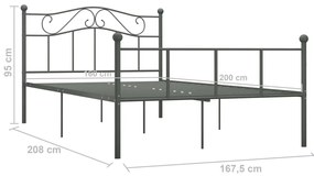 vidaXL Πλαίσιο Κρεβατιού Γκρι 160 x 200 εκ. Μεταλλικό