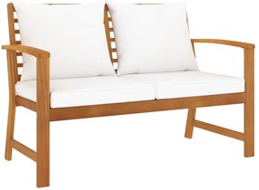 vidaXL Παγκάκι Κήπου 120 εκ. από Μασίφ Ξύλο Ακακίας με Κρεμ Μαξιλάρι