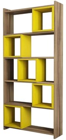 Βιβλιοθήκη Box 845HCT3604 80x22x170cm Walnut-Yellow