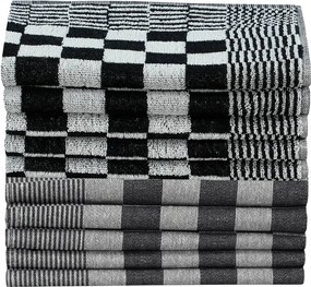 vidaXL Σετ Πετσετών 50 Τεμαχίων Μαύρο και Λευκό Βαμβακερές