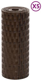 vidaXL Διαχωριστικά Βεράντας 5 τεμ. Καφέ&amp;Μαύρο 255x19 εκ. Συνθ. Ρατάν