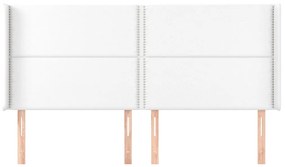 Κεφαλάρι με Πτερύγια Λευκό 183x16x118/128 εκ. Συνθετικό Δέρμα 3119543
