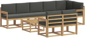 vidaXL Σειρά Καναπέ Εξωτερικού 9 pcs Άσπρο και Ανθρακί Πολυεστέρας