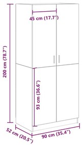 Ντουλάπα Τεχνίτης Δρυς 90x52x200 εκ Επεξεργασμένο Ξύλο - Καφέ