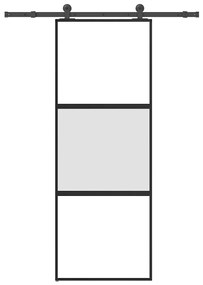 vidaXL Συρόμενη πόρτα με σετ υλικού 76x205 cm από γυαλί&amp;Αλουμίνιο