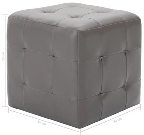 vidaXL Σκαμπό Πουφ 2 τεμ. Γκρι 30 x 30 x 30 εκ. από Συνθετικό Δέρμα