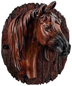 Διακοσμητικό Τοίχου Horse Bust 565TNL1213 25x14x28cm Brown-Black Wallity Πολυέστερ