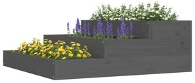 vidaXL Ζαρντινιέρα Γκρι 78 x 78 x 27 εκ. από Μασίφ Ξύλο Πεύκου