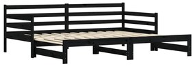 vidaXL Καναπές Κρεβάτι Συρόμενος Μαύρος 90 x 190 εκ. Μασίφ Ξύλο Πεύκου