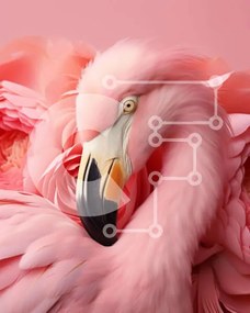 Intra Συλλεκτικό Ξύλινο Παζλ Plywood 4mm - Ροζ φλαμίνγκο με ροζ λουλούδια Σε Ξύλινο Κουτί - Διαστάσεις: 10x10 cm – 25 κομμάτια