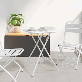 vidaXL Πτυσσόμενο Τραπέζι Κήπου Λευκό 55 x 55 x 73 εκ. Χάλυβας