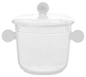 Δοχείο Με Καπάκι Και Λαβές Bilia BA02701 10x12cm 500ml White-Clear Zafferano Glass