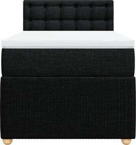 vidaXL Κρεβάτι Boxspring με Στρώμα Μαύρο 90x190 εκ.Υφασμάτινο
