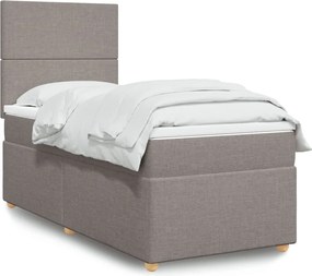 vidaXL Κρεβάτι Boxspring με Στρώμα Taupe 100 x 200 εκ. Υφασμάτινο