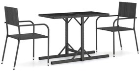 vidaXL Σετ Τραπεζαρίας Κήπου 3 Τεμαχίων Μαύρο