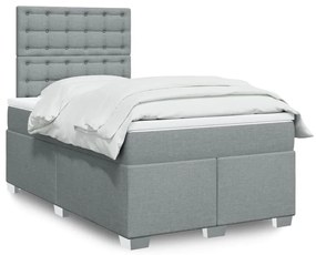 vidaXL Κρεβάτι Boxspring με Στρώμα Ανοιχτό Γκρι 120x190 εκ. Υφασμάτινο