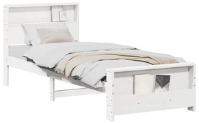 vidaXL Σκελετός Κρεβατιού Λευκό 90 x 190 cm Μασίφ ξύλο πεύκου