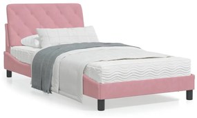 Πλαίσιο Κρεβατιού με LED Ροζ 100x200 εκ. Βελούδινο - Ροζ