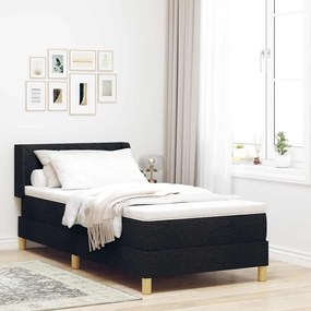 vidaXL Κρεβάτι Box Spring με Στρώμα Μαύρο, 90 x 190 cm, Υφάσματος