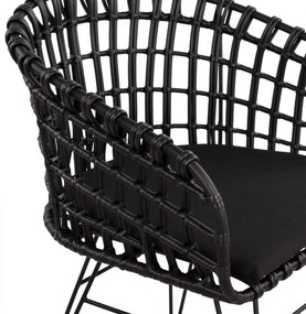 ΠΟΛΥΘΡΟΝΑ ΤΥΠΟΥ ΦΩΛΙΑ ΜΕΤΑΛΛΙΚΗ ALLEGRA HM5456.02 ΜΕ WICKER ΜΑΥΡΟ 59Χ56,5Χ83Υ εκ.