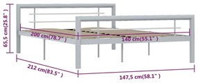 Πλαίσιο Κρεβατιού Γκρι / Λευκό 140 x 200 εκ. Μεταλλικό - Γκρι