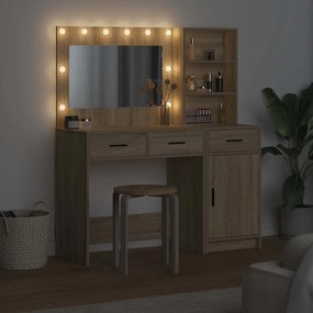 vidaXL Τραπέζι περιποίησης με συρτάρι 2 pcs Καφέ Επεξεργασμένο ξύλο