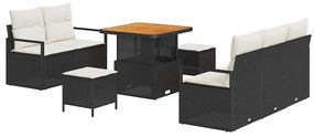 vidaXL Σετ Καναπέ Κήπου με μαξιλάρι 8 pcs Μαύρο Πολυ ράταν