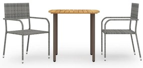 vidaXL Σετ Τραπεζαρίας Κήπου 3 Τεμαχίων Γκρι Από Συνθετικό Ρατάν