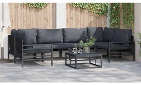 vidaXL Σετ Καναπέ Κήπου με μαξιλάρι 6 pcs Μαύρο Ατσάλι