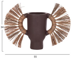 Επιτραπέζιο Διακοσμητικό Βάζο ALICA C4668.07S Τερακότα Σοκολατί χρώμα &amp; Grass 55x19x34Υεκ. 55x19x34 εκ.