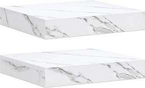 VidaXL Ράφι Τοίχου 2 τμχ. Λευκό Μάρμαρο 23 x 23,5 x 3,8 cm
