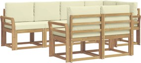 vidaXL Σειρά Καναπέ Εξωτερικού 7 pcs Λευκό και Κρεμ Πολυεστέρας