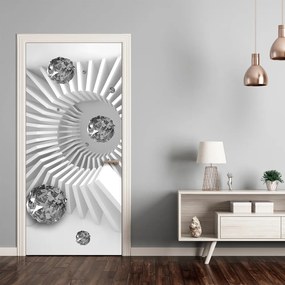 Φωτοταπετσαρία σε πόρτα με ασπρόμαυρο αφηρημένο μοτίβο - 80x210